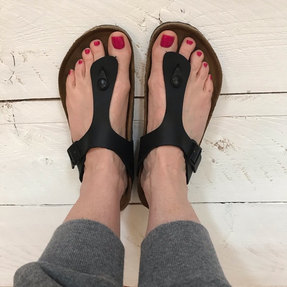 Birkenstock Shoes - Birkenstock Gizeh Black Birko- Flor Sandals
